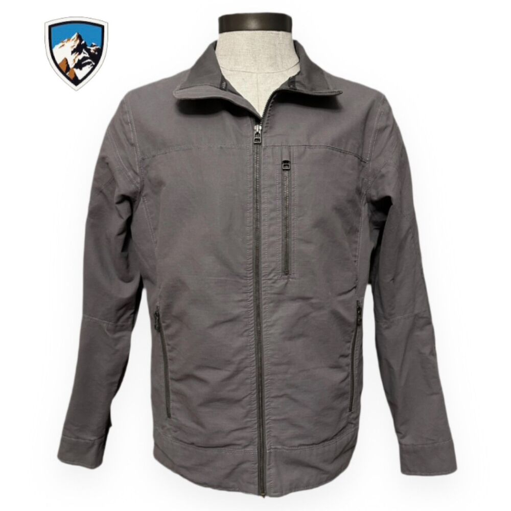 KUHL Burr Jacket Men’s M Gray Canvas Cotton Workwear Full Zip Patina Dye 1052